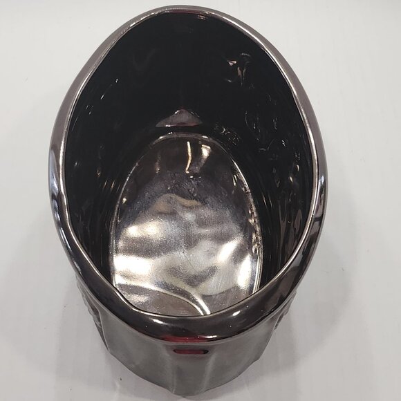 Vintage Haegar Pottery Metallic Copper Luster Ceramic Oval Planter With Raised F - Picture 2 of 8